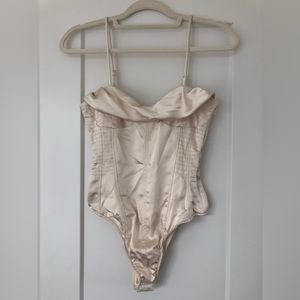 STUNNING Brand new, never worn tags included cream silk bodysuit from Zara